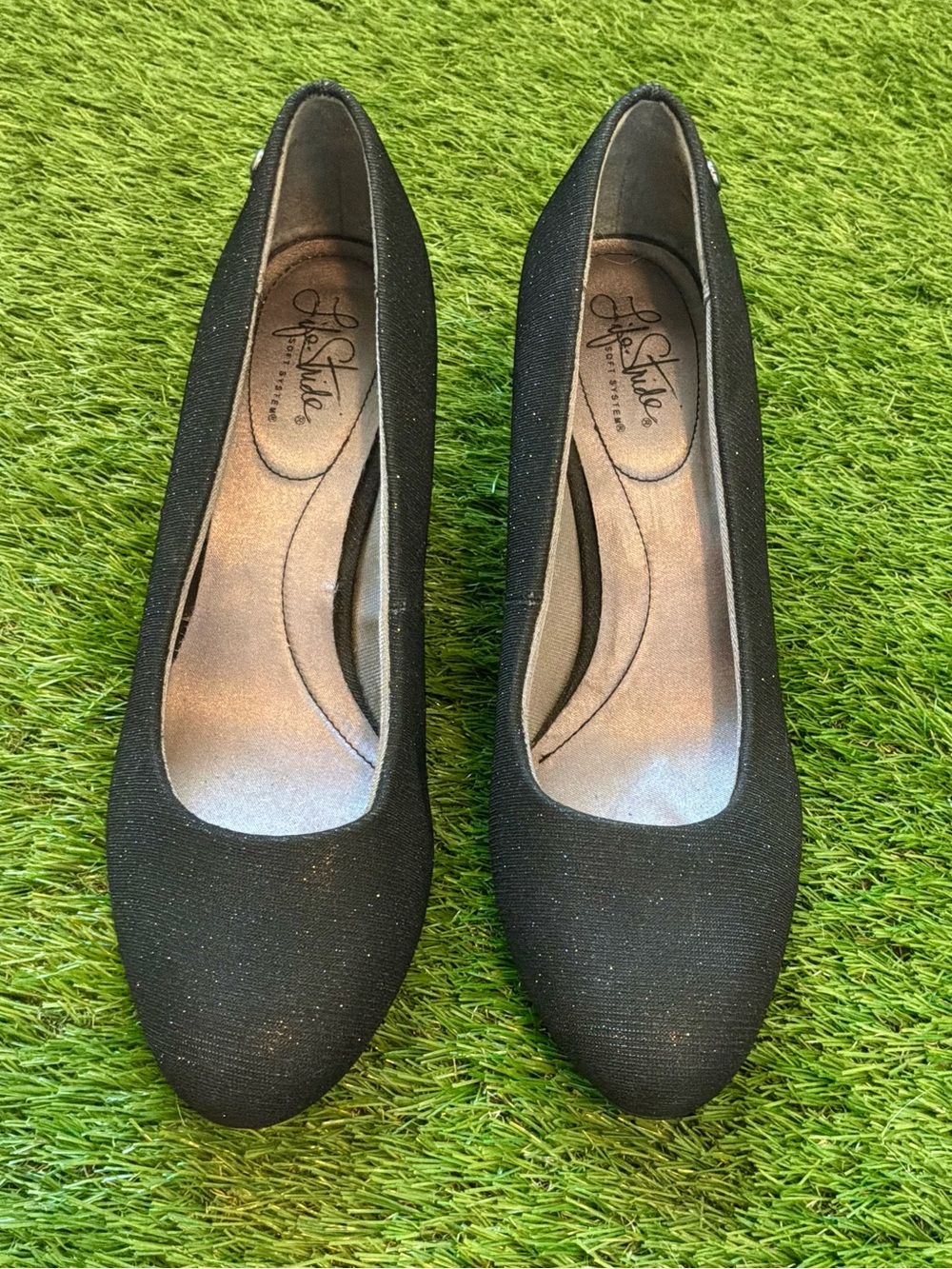 LifeStride Black Sparkly Low Heel Pumps Size 10 - Picture 3 of 3